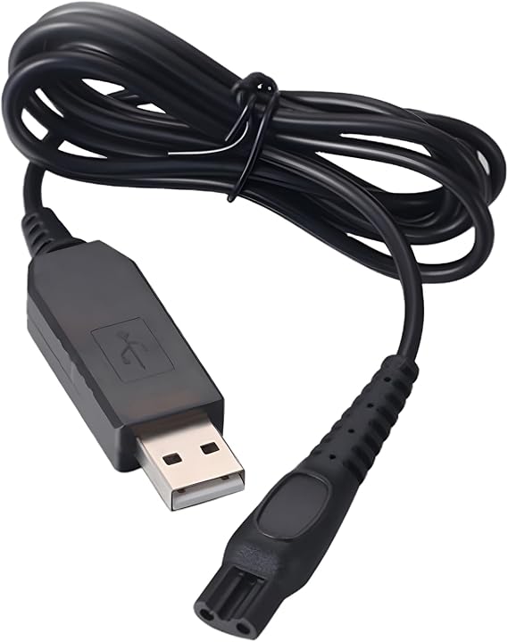 15V USB Shaver Charger Cable for HQ8505, Compatible Replacement Power Cord for Beard Trimmer, Groomer, Clipper, OneBlade, Philips Shaver Charger Lead for Men’s Electric Razors and Travel Use