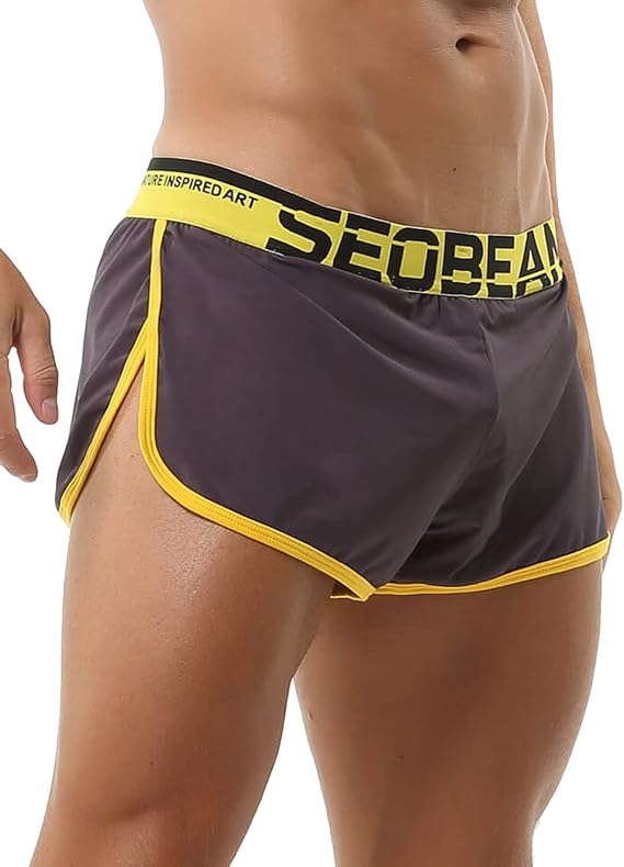SEOBEAN Mens Low Rise Boxer Lounge Sport Split Trunks Shorts 220503