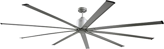 Big Air 88" Industrial Indoor/Outdoor Ceiling Fan, 6 Speed with Remote, Silver