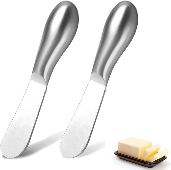 Cheese Spreader Knives,2 Pack Stainless Steel Butter Knife Spreader Small Cheese Knifes,Butter Fly Knife Palette Knifes for Easy Spreading,Baking,Charcuterie Boards Kitchen Daily (Silver)