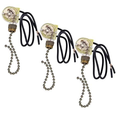 Ceiling Fan Light Switch Zing Ear ON-Off Pull Chain Switch Second Generation ZE-109 Two-Wire Switch,Compatible with Most Hunter Ceiling Fan with Light 3 Pack (Bronze)