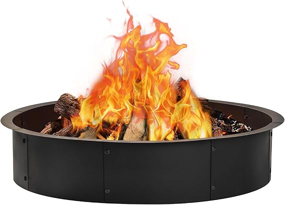 Fire Pit Ring,Ground Steel Fire Ring Insert,99cm Outer/91cm Inner Round Fire Ring,Heavy Duty Matel Steel Campfire Ring for Garden, Yard, Patio, Camping