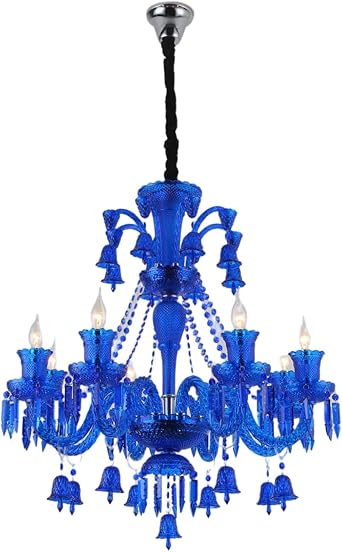 Braiton LED 8 Light Crystal Chandelier Light K9 Crystal Glass Chandelier Pendant Ceiling Lighting Fixture Raindrop Lamp for Bedroom,Dining Room,Living Room,Blue,8 Lights