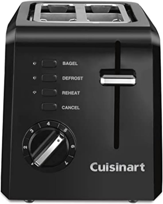 Cuisinart Compact Toaster, 7 Shade Settings, 2-Slice Capacity, Black