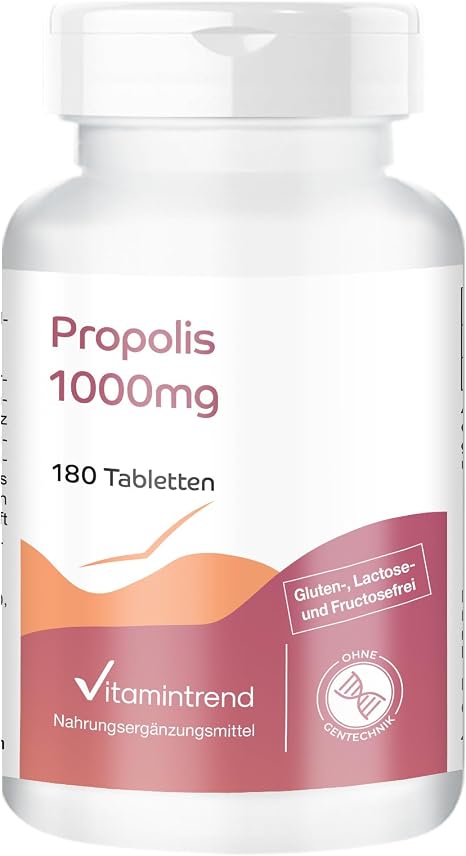 Vitamintrend Propolis Extrakt 1000mg Tagesbedarf 180 Tabletten hochdosiert Nahrungsergänzungsmittel ohne Magnesiumstearat in Deutschland hergestellt