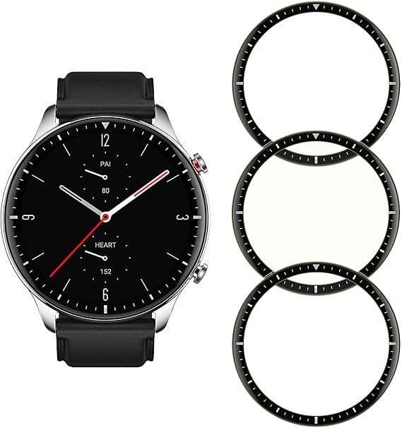 [3 Stück] Schutzfolie kompatibel mit Amazfit GTR 2 3D Gebogene Kanten Kratzfest HD Ultra Bruchsicherer Flexibler Displayschutzfolie für Amazfit GTR 2