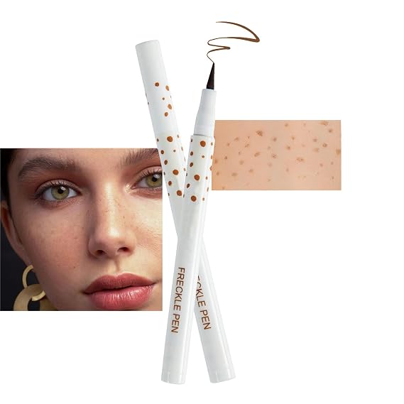 Freckle Pen, Freckle Makeup Pen for Face, Waterproof Long Lasting Quick Dry Faux Freckle Pen, Soft Artificial Freckles Makeup Face Decoration, Create Natural Sunkissed Skin (Light Brown)