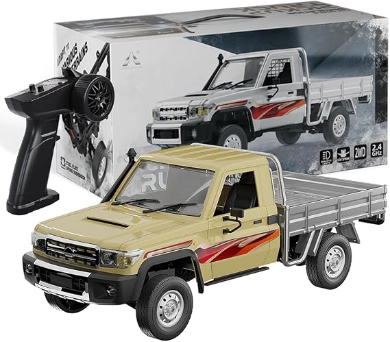1:14 Scale RC Crawler Truck for Adults, 2.4GHz Remote Control All Terrain Off-Road Pickup Vehicle with LED Lights Proportional Steering 260 Motor RTR Hobby Toy (Yellow)