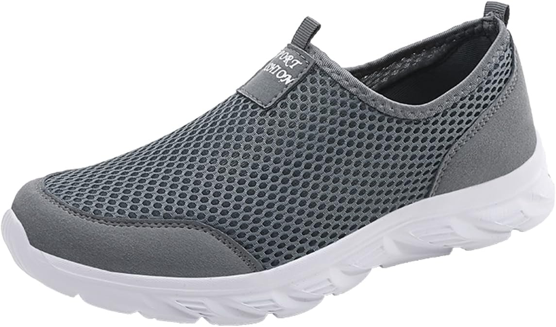Men Shoes Summer Lightweight Breathable Casual Shoes Single Mesh Casual Running Shoes Sneaker for Men Casual (Grey, 6.5)