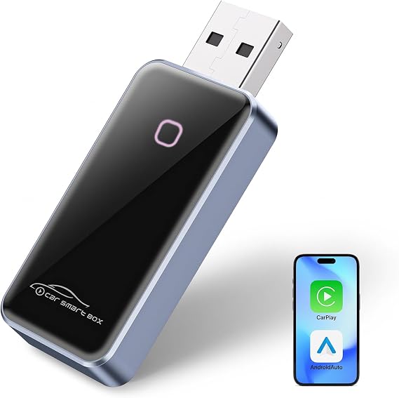 CarPlay & Android Auto Wireless Adapter, Auto Connection, Hands-Free Calling, Music Playback, Supports 5GHz Wi-Fi, Fast and Stable Connection, CarPlay Dongle, Certified