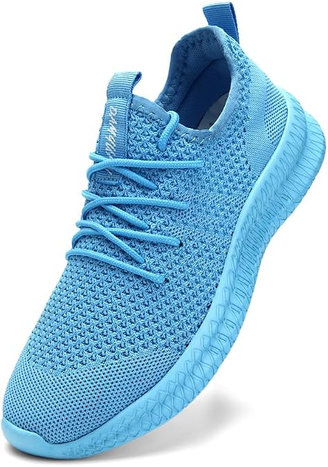 FUJEAK Womens Running Shoes Athletic Tennis Sports Sneakers Casual Slip on Walking Shoes Gym Workout Shoes Fashion Sneakers Non Slip Light_Blue Size 9