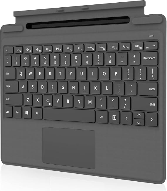 RENAISSER Pelican K8 Keyboard for Surface Pro 9/8/X, Designed in Houston, Hidden Charging Port, Pen Slot Pens, Smart Power Management, Backlight, Original Surface Pro Keyboard Layout