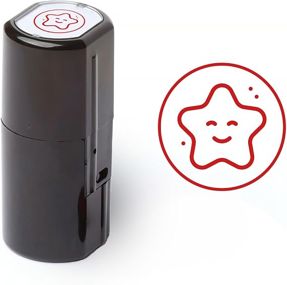 Self-Inking Teacher Stamps for Grading, Multicolor Assessment Stamp, Motivational Feedback Stamps, Homework Review Stamps, Praise Stamp Gift (Red, Shy-Star)