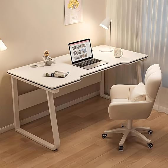 Gaming Desk Computer Writing Table Student Art Modren Simple Style Desks PC Wood Suitable Tables for Home, Office,Bedroom (White, 100x50cm)
