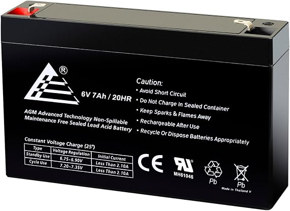 ECIPOWER - 6V 7Ah Rechargeable 6V Battery for Ride On Toys, Emergency Light, Replacement for PS-670, RT670, UB670 (D5734), Enduring 3FM7, Sealed Lead Acid (SLA) 6 Volt Battery with F1 Terminal