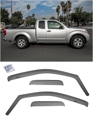 Extreme Online Store Replacement for 2005-Present Nissan Frontier Extended Cab | EOS Visors JDM in-Channel Style Smoke Tinted Side Vents Rain Guard Window Deflectors DWV-V84_DWV-V85