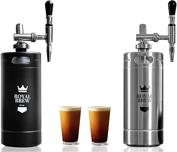 The Original Royal Brew Nitro Cold Brew Coffee Maker - Gift for Coffee Lovers - 128 oz Extra Large Home Keg, Nitrogen Gas System Coffee Dispenser Kit