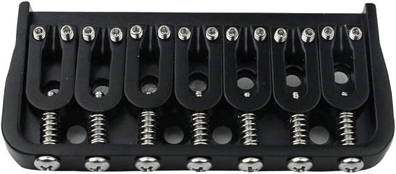 Guyker 7 String Guitar Fixed Bridge Metal Hardtail Bridges Replacement Part for Electric Guitar (Black)