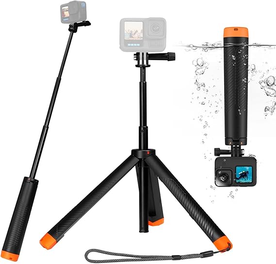 Floating Hand Grip for Go Pro,Selfie Stick Floating Hand Grip Tripod Waterproof Extendable Selfie Monopod for GoPro Hero 13, 12, 11, 10, 9, 8, 7, 6, 5, 4, 3, 3,DJI OSMO,Insta360 and Most Action Camera