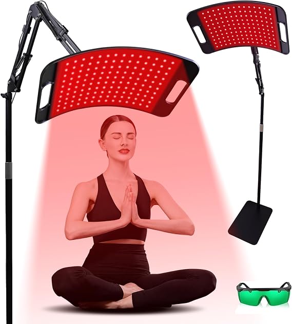 Red Light Therapy for Body and Face, Red Light Panel with 660nm & 850nm LEDs, Infrared Light Therapy Lamp with Adjustable Stand, Red Light-Therapy at Home with Eyes Protection Goggles