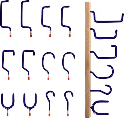 Garage Hooks Heavy Duty, 12-Pack Mixed Utility Garage Hooks, Wall Mounted Steel Tool Hangers for Garage Wall Organizer, Hold Ladders Tools Bikes Blue, 6 Type & 12 Pack