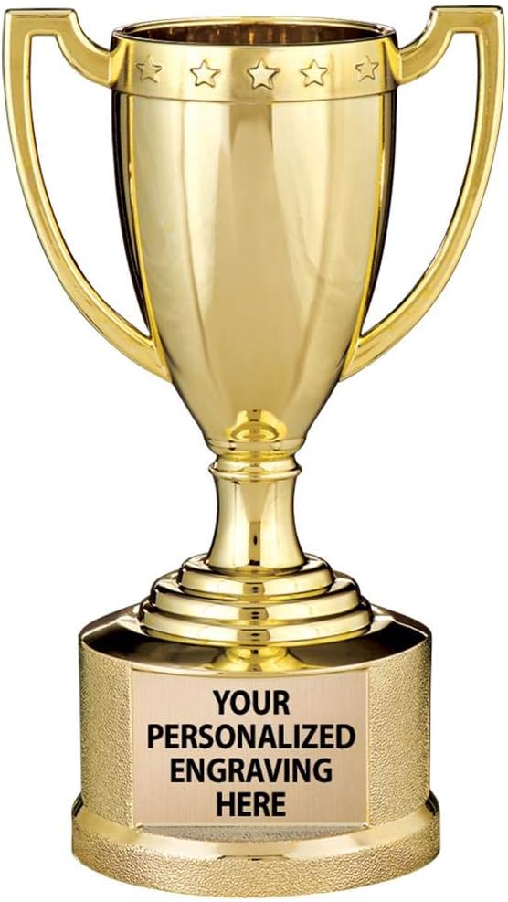 Crown Awards Customized 4.5" Shiny Gold Award Trophy Cup, Great for Custom Trophy Keepsake, Engrave Now