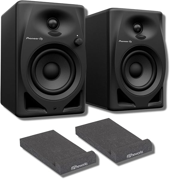 Pioneer DM-40D 4-inch Desktop Active Monitor Speakers (Pair, Black) with Studio Monitor Isolation Pads