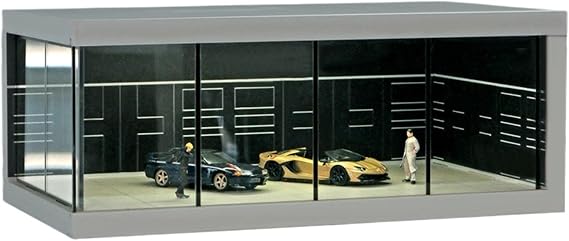 Car Model Display Cabinet - 1/64 Scale Car LED Display Box,Stackable Storage Organizer, Space-Saving Show Case with Light for Collection, Protection