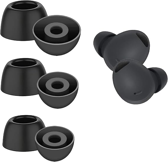 Silicone Replacement Ear Tips Compatible with Samsung Galaxy Buds 2 Pro,S/M/L Replacement Earbud Accessories Durable and Comfortable,Water and Sweat Resistant (Black)