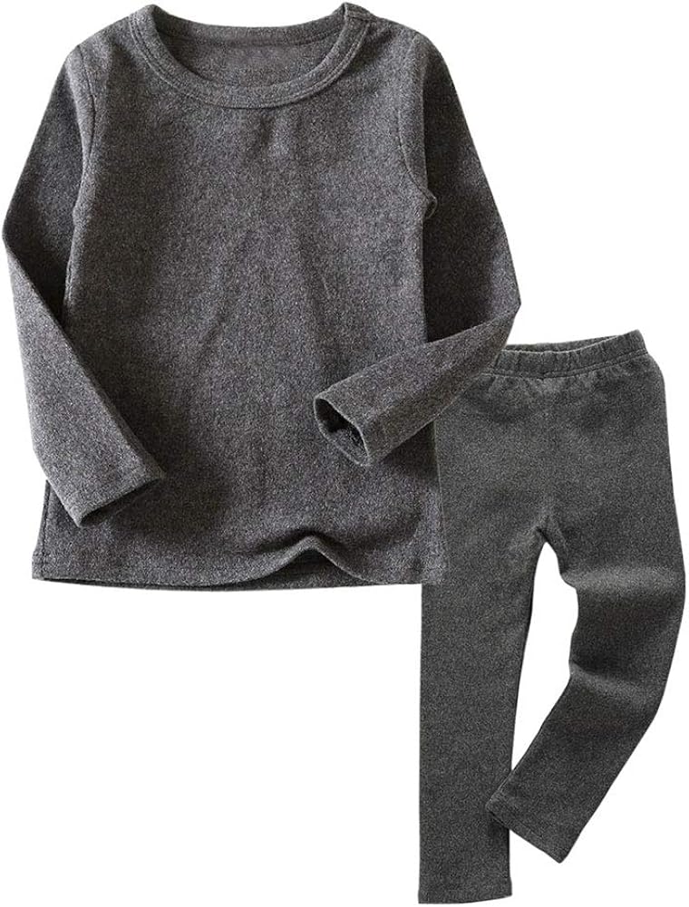 Little Boys Girls Long Johns Thermal Underwear Set 2PC Crewneck Tops and Bottom Toddler Kids Pajamas Warm Jammies,(1-7yrs)