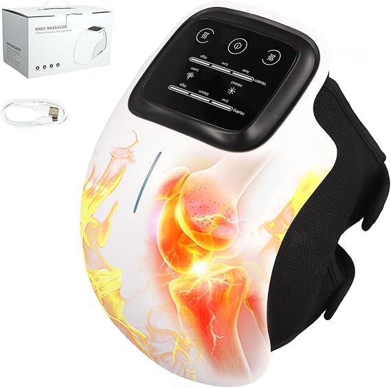 Knee Massager, Heated Knee Massager for Joint Pain Relief, Rechargeable Elbow Support with Powerful Infrared Heat and Vibration, Cordless Heating Brace Wrap Heat Pads for Arthritis, Muscle Injuries