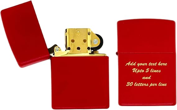 Zippo Personalized Classic Windproof Oil Lighter with Gold Inserts Engraving - Christmas, Groomsman, Halloween & Valentines Day Gift (Red)