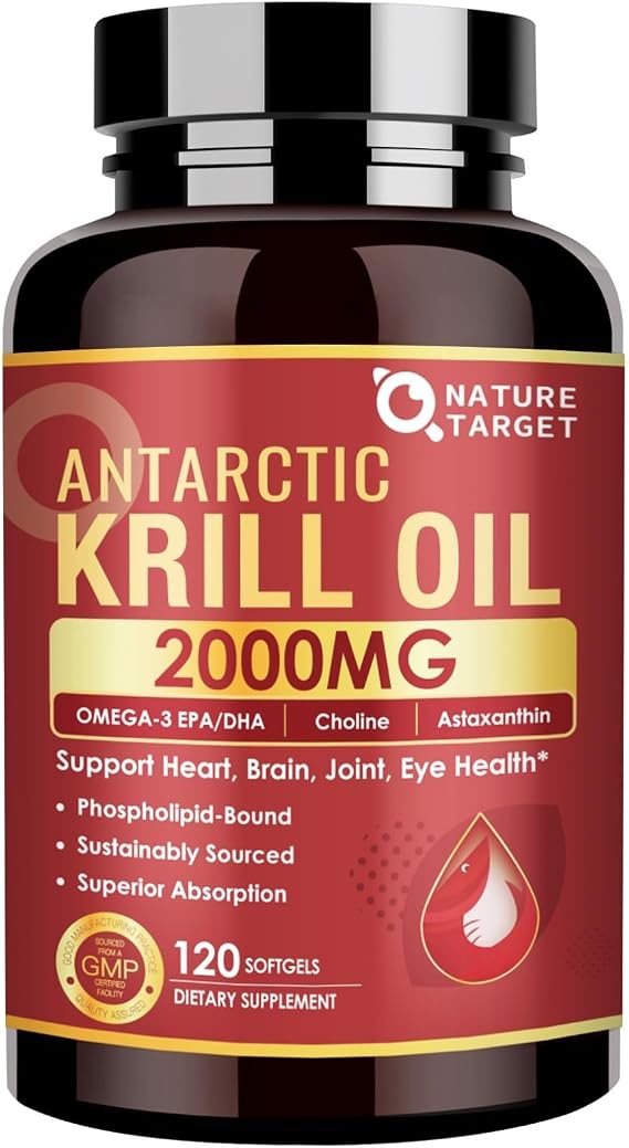NATURE TARGET Krill Oil 2000mg with Omega-3 & Astaxanthin, 120 Softgels