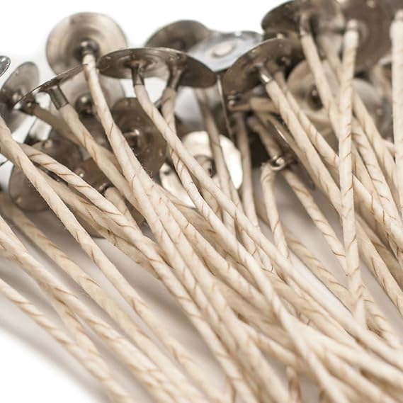ECO-10 Cotton Core Wicks (100 Pcs) - 6" Long - Natural Candle Wicks for Making Soy Wax, Coconut Blends, ParaSoy Wax Container Candles