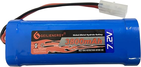 7.2V 3800mAh 6-Cell NiMH Battery for RC Cars Hobby Battery with Tamiya Connector for Car Truck Truggy Buggy Tank Airplane Helicopter Boat Racing (1 Pack)