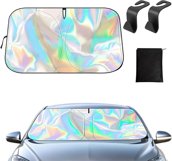 Car Windshield Sun Shade, Foldable Sun Visor Cover, Foldable Car Sunshade Windscreen, Automotive Accessories for Summer Heat, for Blocks UV Rays, Sun Visor Protector, 145x82 cm