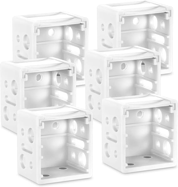 6 Pack 1 Inch Mini Blind Brackets White Window Blinds Headrail Mounting | Box Mount Design Fits 1 In Headrail White Plastic Frame for Full Window Blind Install 6 Pack