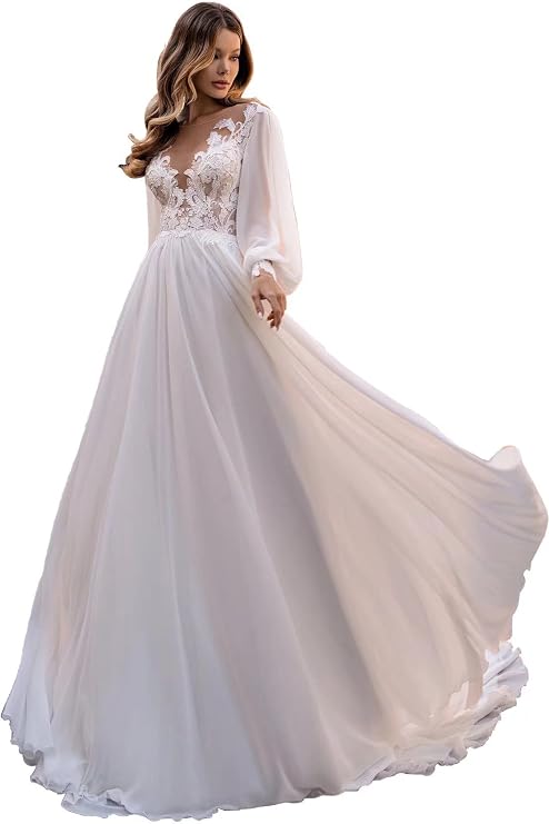 Yuxin Ball Gown Lace Wedding Dresses for Bride 2025 Off Shoulder A Line Princess Bridal Dress with Sleeve Train YX026
