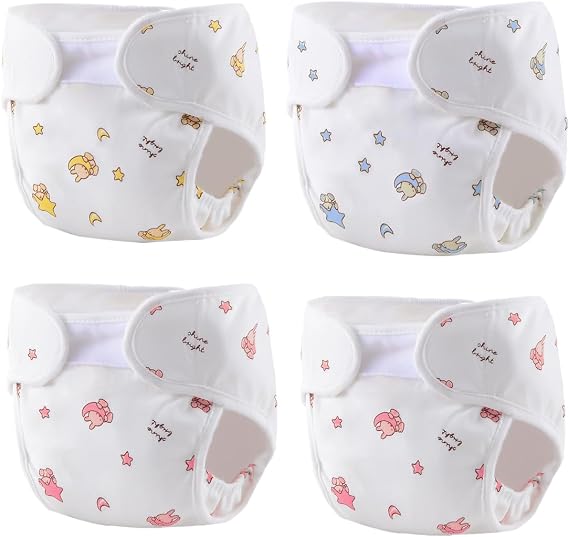 Reborn Baby Doll Accessories, 4-Pack Reusable Diapers for 17-24 Inch Dolls | Soft cotton-blend doll diapers for nurturing play; reusable and hand washable. Four assorted prints ship at random.