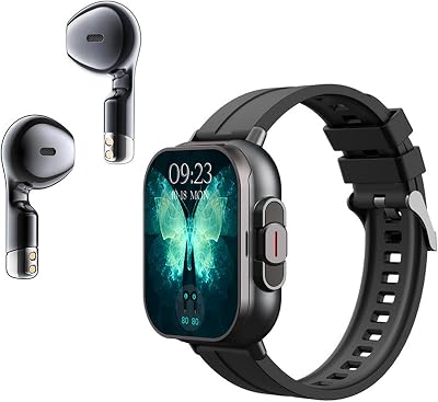 Zunate Smart Watch with Earbuds - Innovative 2 in 1 Design, 2.01 Inch Screen Smartwatch, Headset Fitness Tracker Watch for iOS & Android Black Steel