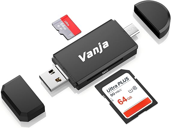 Vanja SD/Micro SD Card Reader Micro USB OTG Adapter and USB 2.0 Memory Card Reader for SDXC SDHC SD MMC RS-MMC Micro SDXC Micro SD Micro SDHC Card and UHS-I Cards