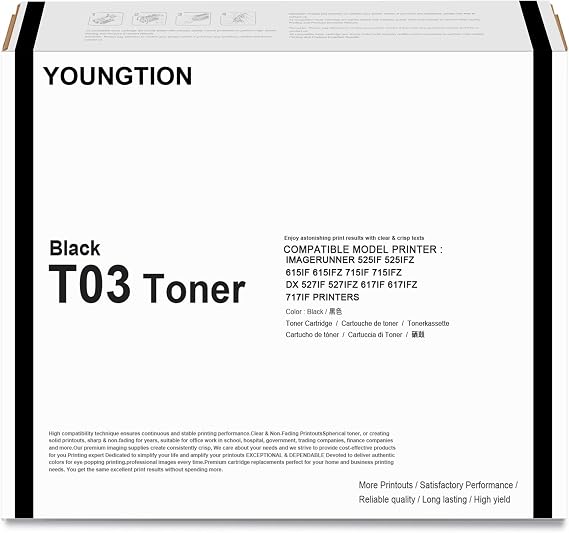 T03 Black Toner Cartridge Replacement for Canon T03 2725C001AA Toner Cartridge for ImageRunner Advance 525iF 525iFZ 615iF 615iFZ 715iF 715iFZ DX 527iF 527iFZ 617iF 617iFZ 717iF 717iFZ Printer (1Black)
