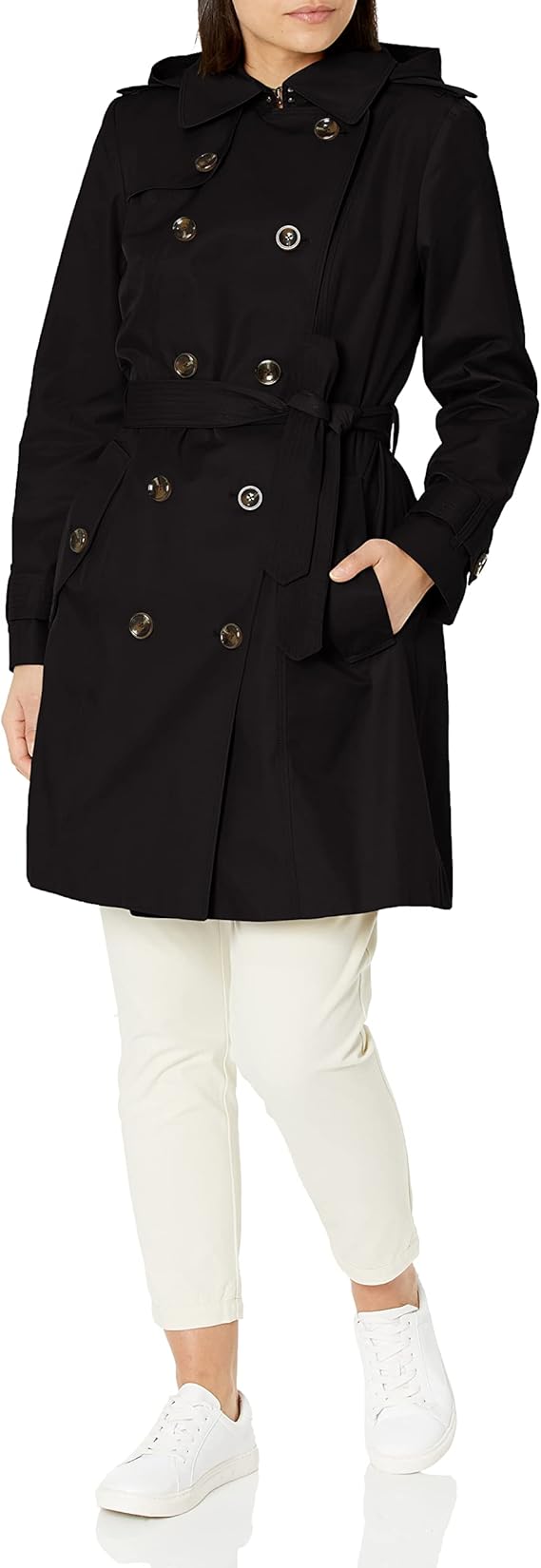 London Fog Women's Double Breasted Short Trenchcoat with Belt