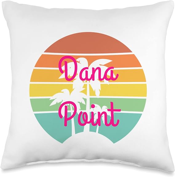 Dana Point Beach Sunset Palm Travel Vacation Tropical Throw Pillow