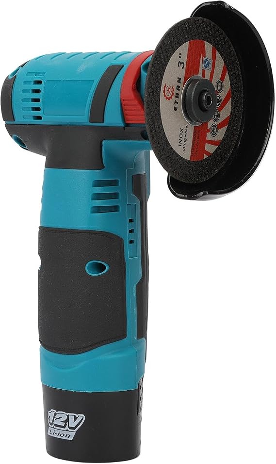 Cordless Angle Grinder, 12V Battery Mini Brushless Power Motor 19500rpm Angle Grinder for Metal Wood Polishing, Thin Steel, Hand Cut Off Electric Grinding Tool (Blue)