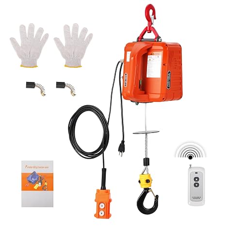 3 in 1 Electric Hoist Winch, 1100 Lbs Portable Electric Power Winch w/Wire and Wireless Remote Control, Overload Protection, 40Ft Lifting Height, 120v 1500w Electric Hoist Crane for Towing