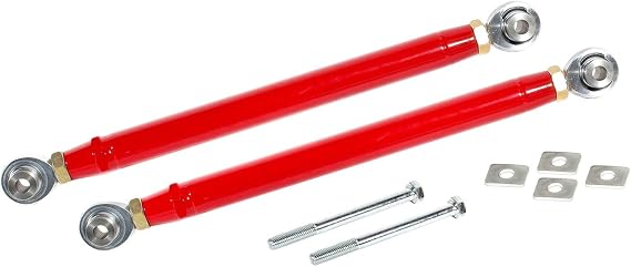 BMR SUSPENSION Toe Rod, Rear, Adjustable, Spherical Rod Ends, Steel, Red Powder Coat, Chevy Camaro 2016, Kit (TR007R)