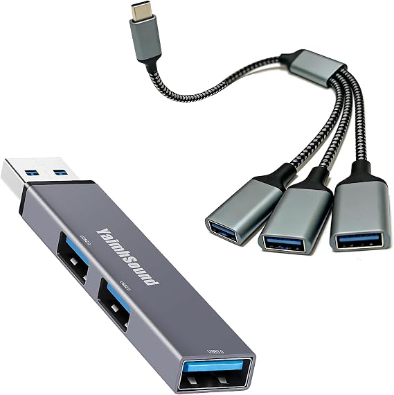 3-Port USB Hub and USB C Male to USB A Female Adapter