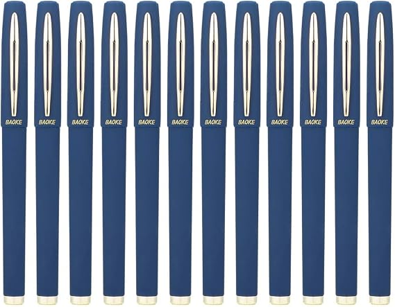 BaoKe Gel Ink Pens Rollerball Pens 1.0mm Medium Line, Box of 12 Pack, PC1848 (blue)