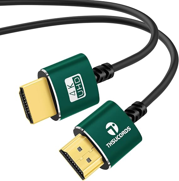 Thsucords HDMI Cable Ultra Thin 0.5m Flexible Thin Compatible with 4K@60Hz 18Gbps 2160p 1080p